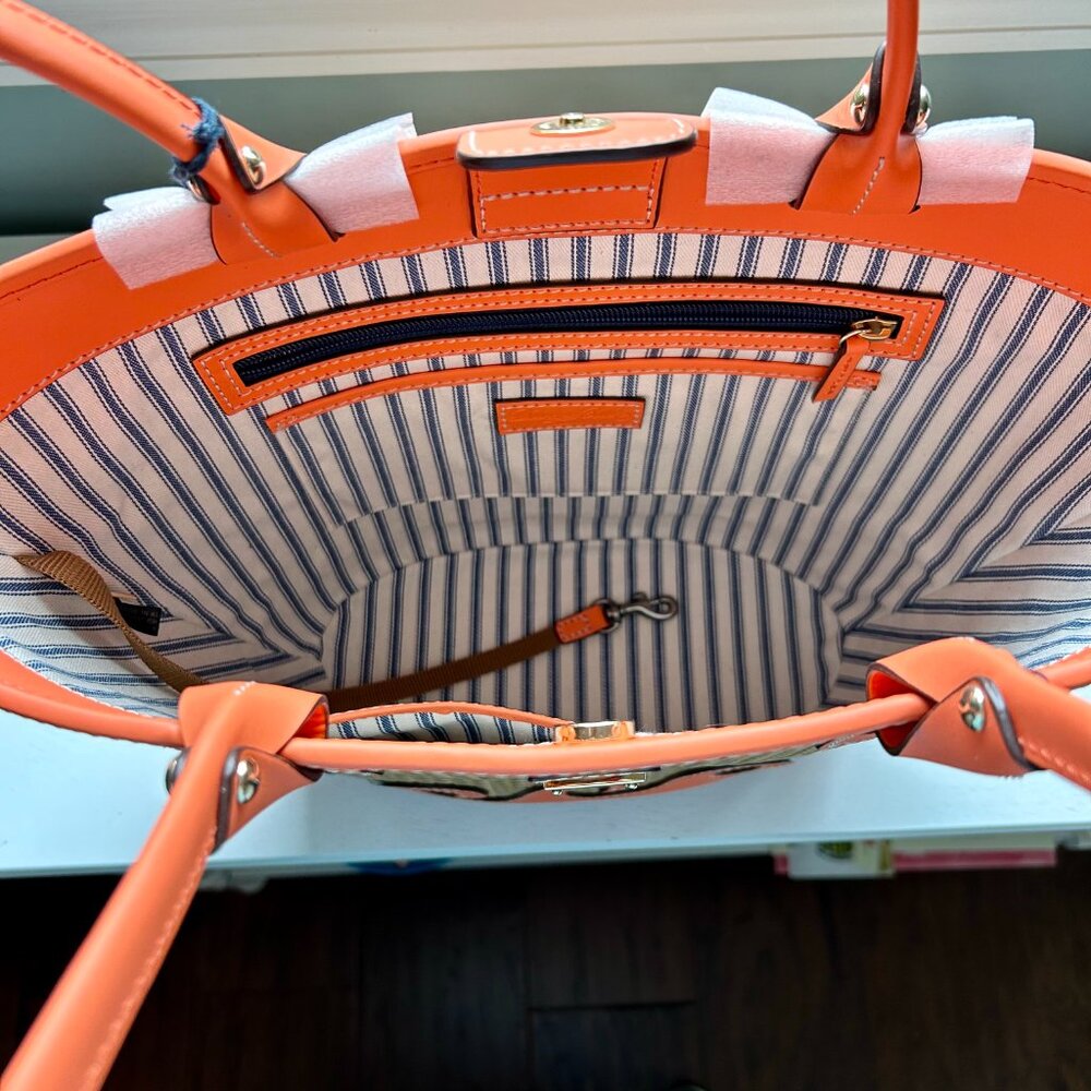 Dooney & Bourke Beacon Woven Atlantic Tote in Coral Orange. - Picture 4 of 6